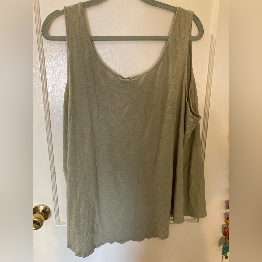 Torrid, sage green, graphic tank top, size 3 “Blame It On My Gypsy Heart” - Picture 3 of 6